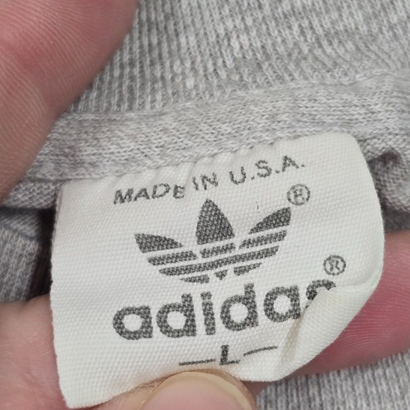 Vtg Adidas Shirt Mens Large Gray Short Sleeve Pullover Front Pocket Trefoil READ - Picture 7 of 15